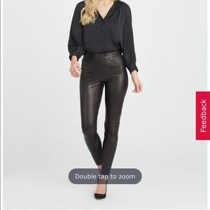 Spanx Leather-Like Ankle Skinny Pant- Large Tall